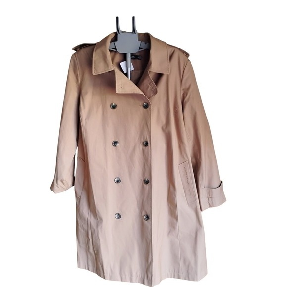 NWT Lauren Ralph Lauren Womens Trench Coat  2XL Tan Color Double Breasted Belted - Picture 2 of 8